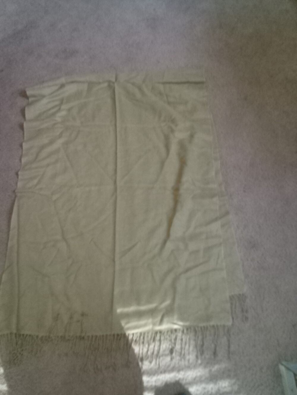 Womens Pashmina Silk Scarf Tan Fringed Shawl Wrap Hand Woven In Nepal 78x28